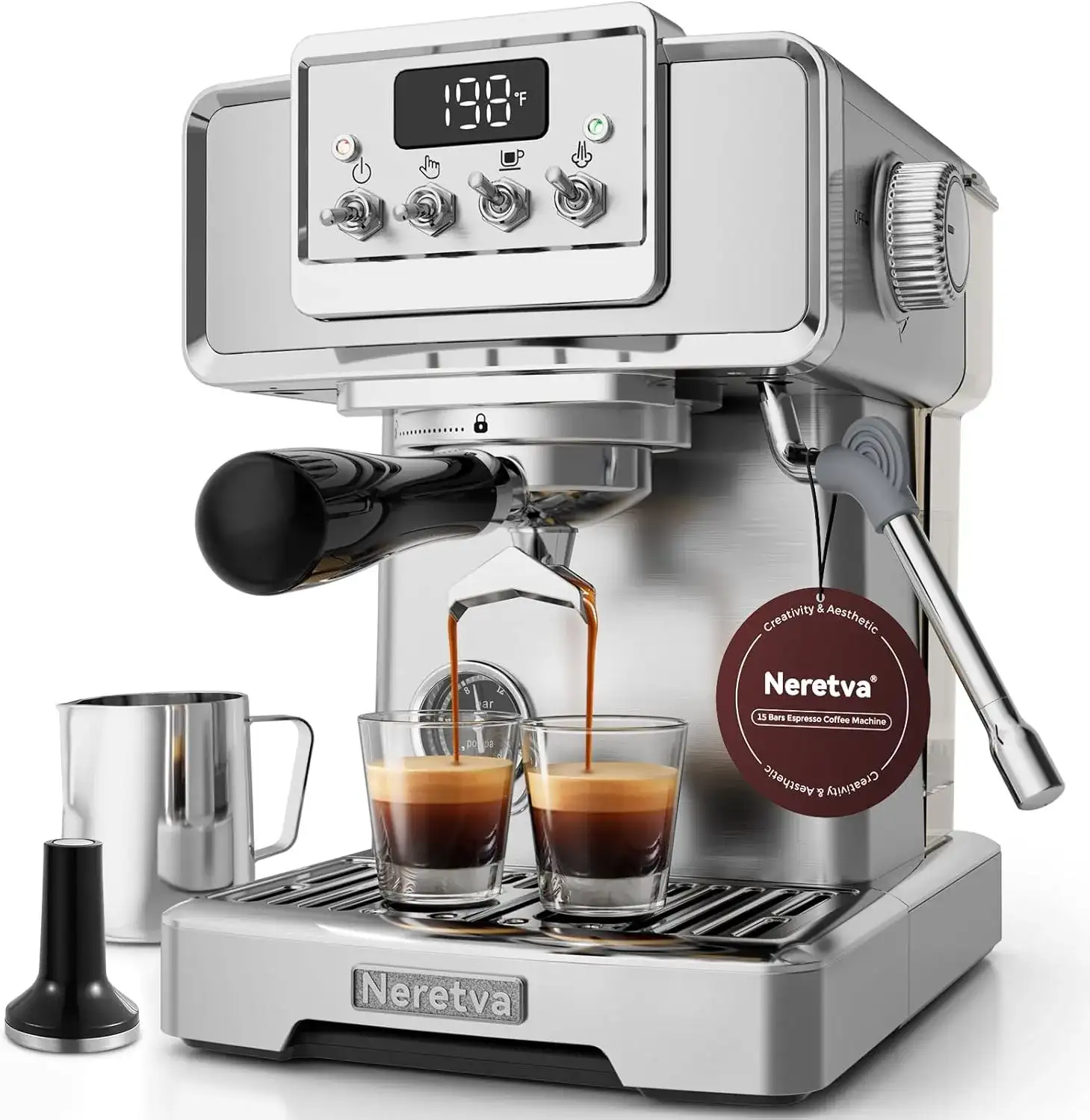Neretva Espresso Coffee Machine with Pressure Gauge w